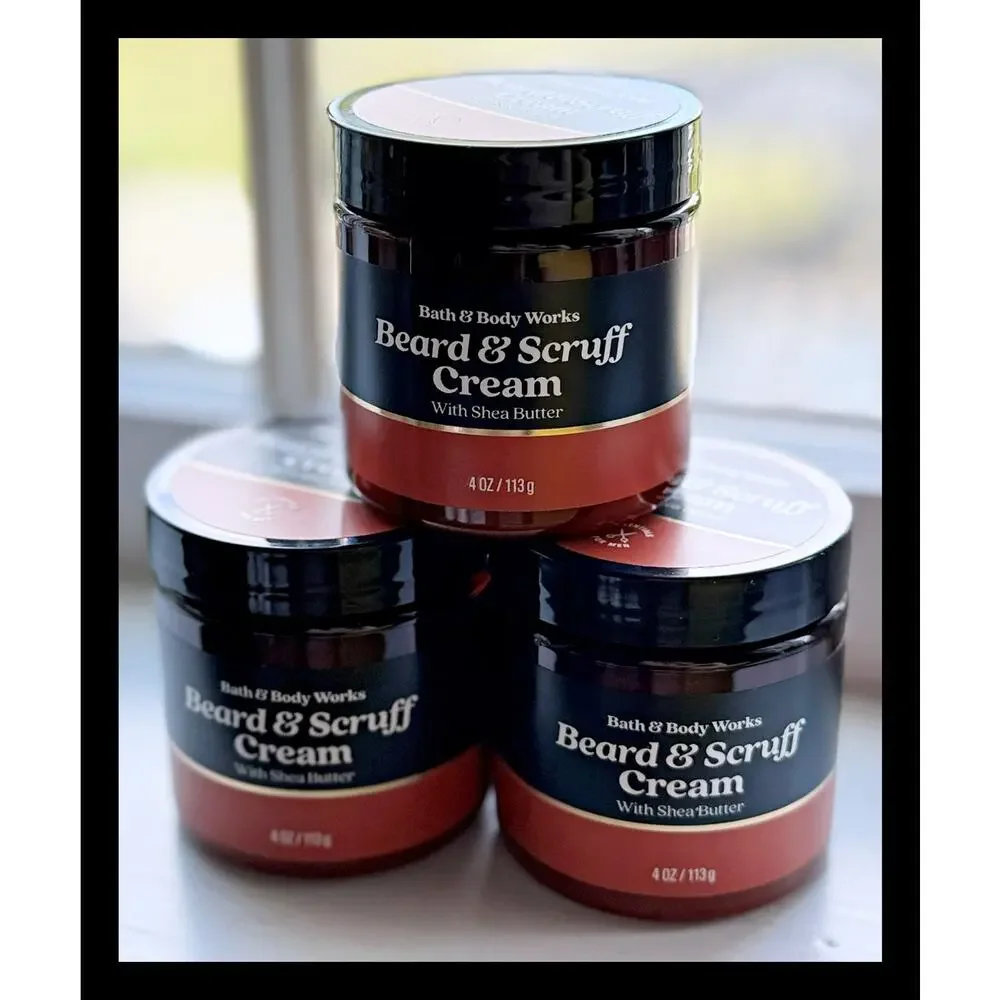 Bath & Body Works 4 oz Men’s Grooming Beard & Scruff Cream with Shea Butter x3